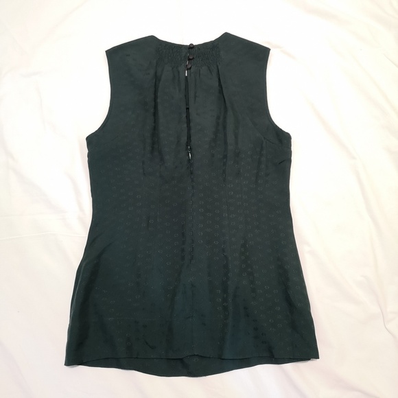 BCBGMAXAZRIA 100% Silk Deep Green Bow Sleeveless Blouse Top Size S - Picture 6 of 10